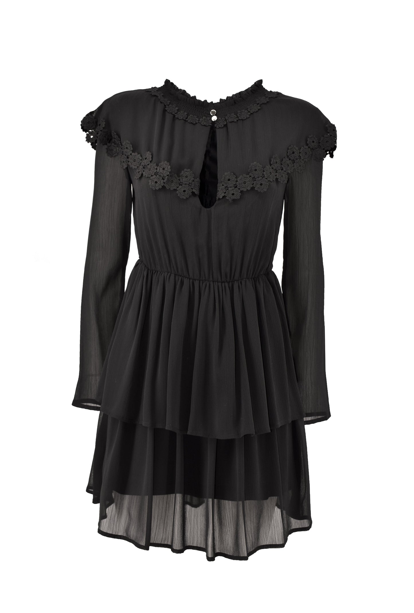 乔其纱短款连衣裙，饰有花边和荷叶边 GEMANN/A