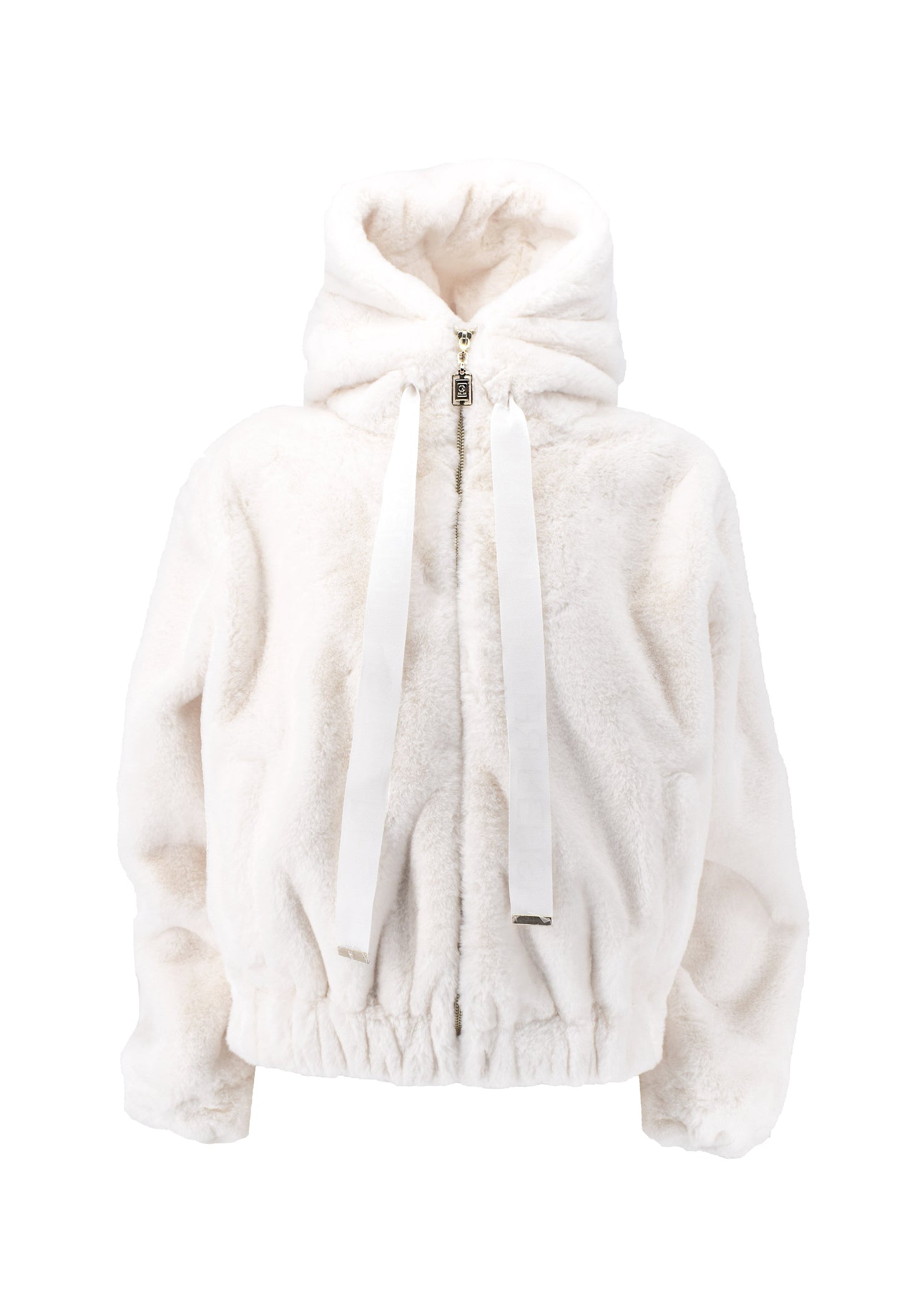 YUPP 生态毛皮长袖带拉链加兜帽加标志带加弹性 f.do