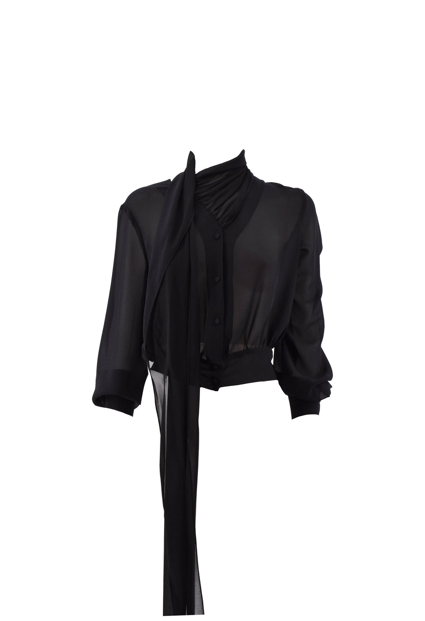 VRED 烟熏色围巾长袖 V 领衬衫