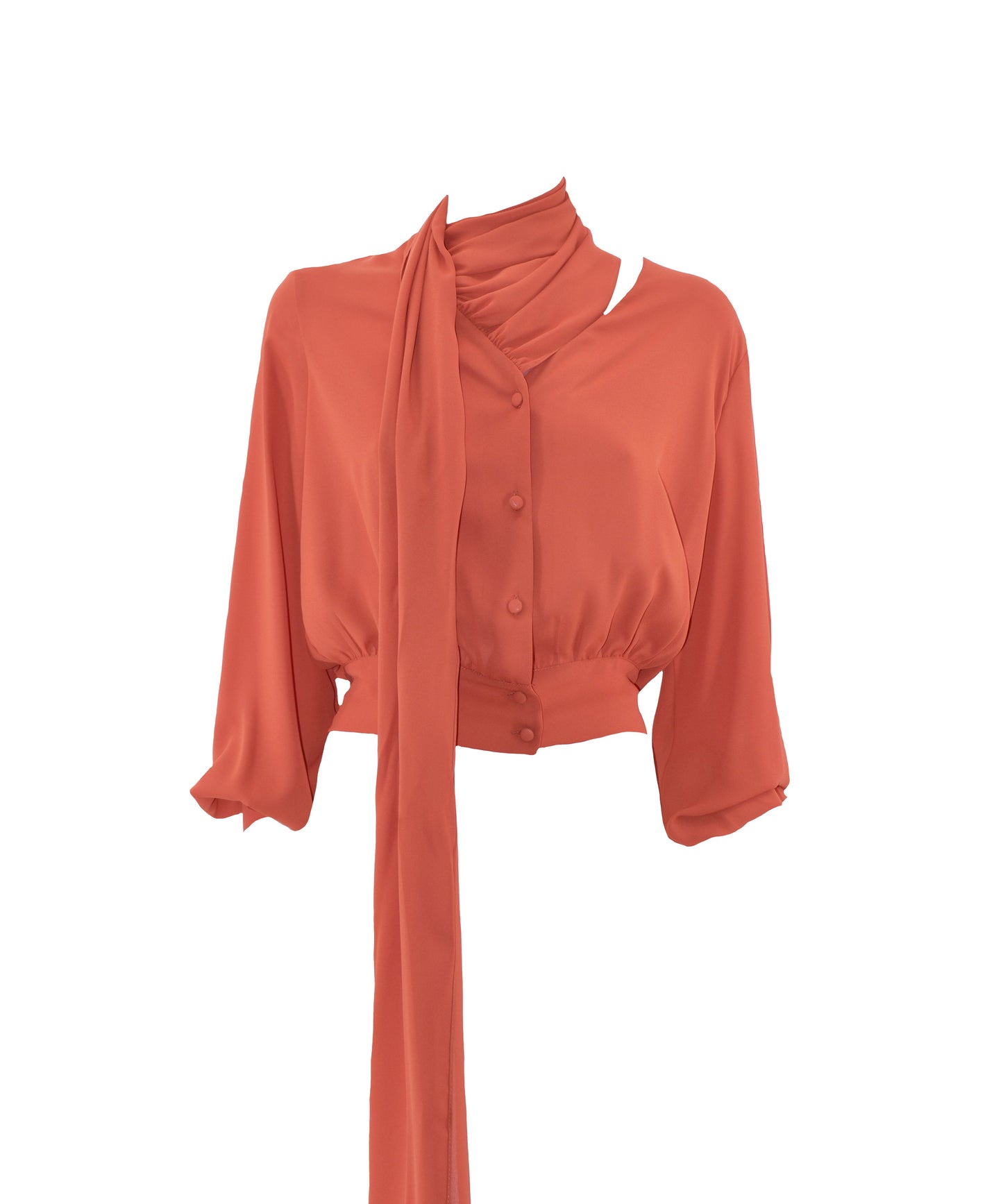 VRED 烟熏色围巾长袖 V 领衬衫