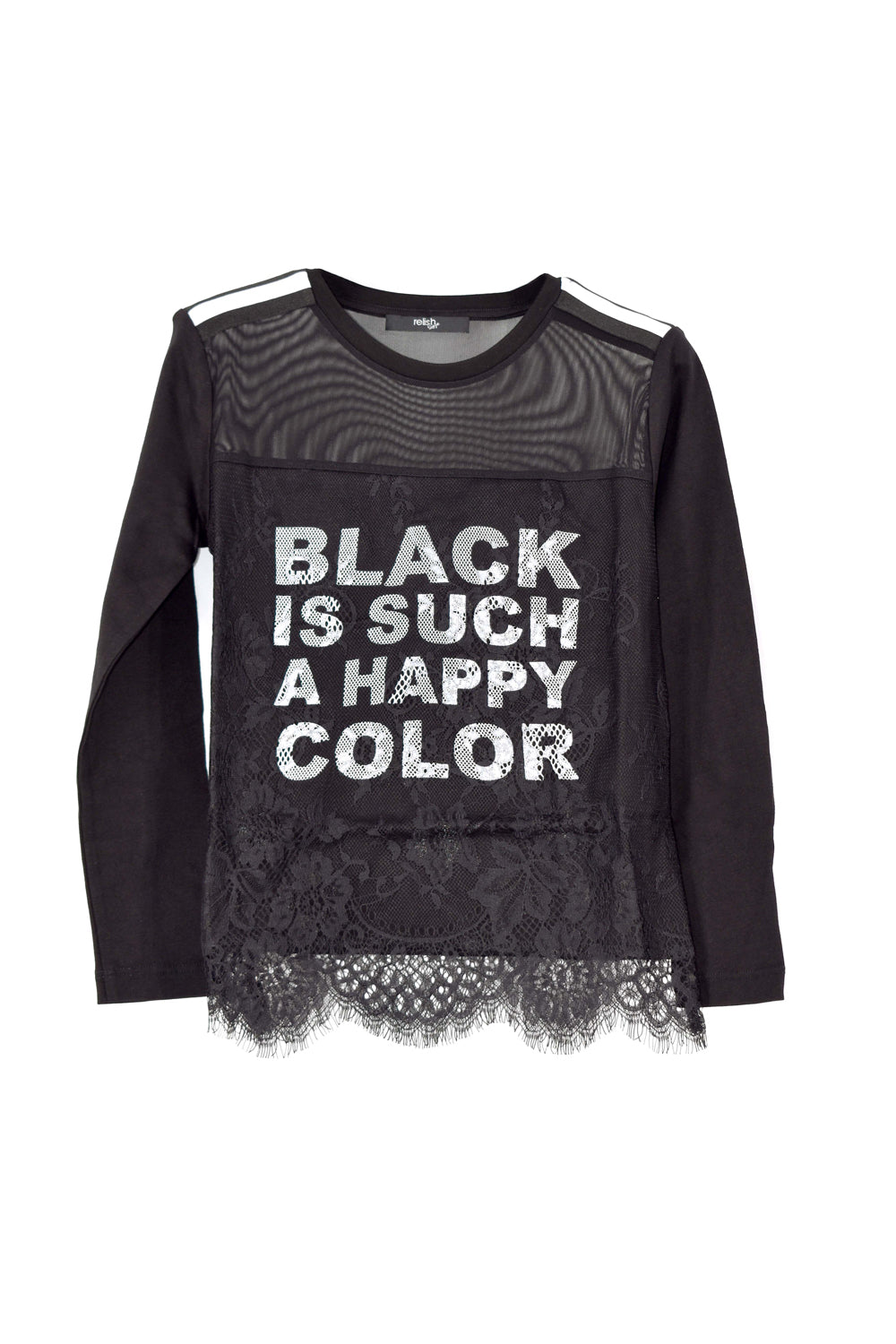 TUIYA T 恤女童长袖薄纱加蕾丝加印花加带肩