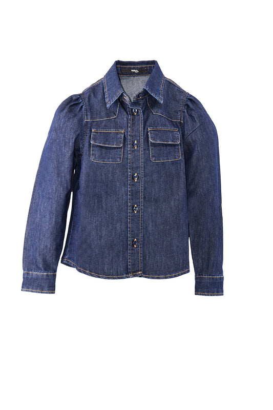 SCENDY 女童衬衫长袖 Arricci 牛仔布青年布