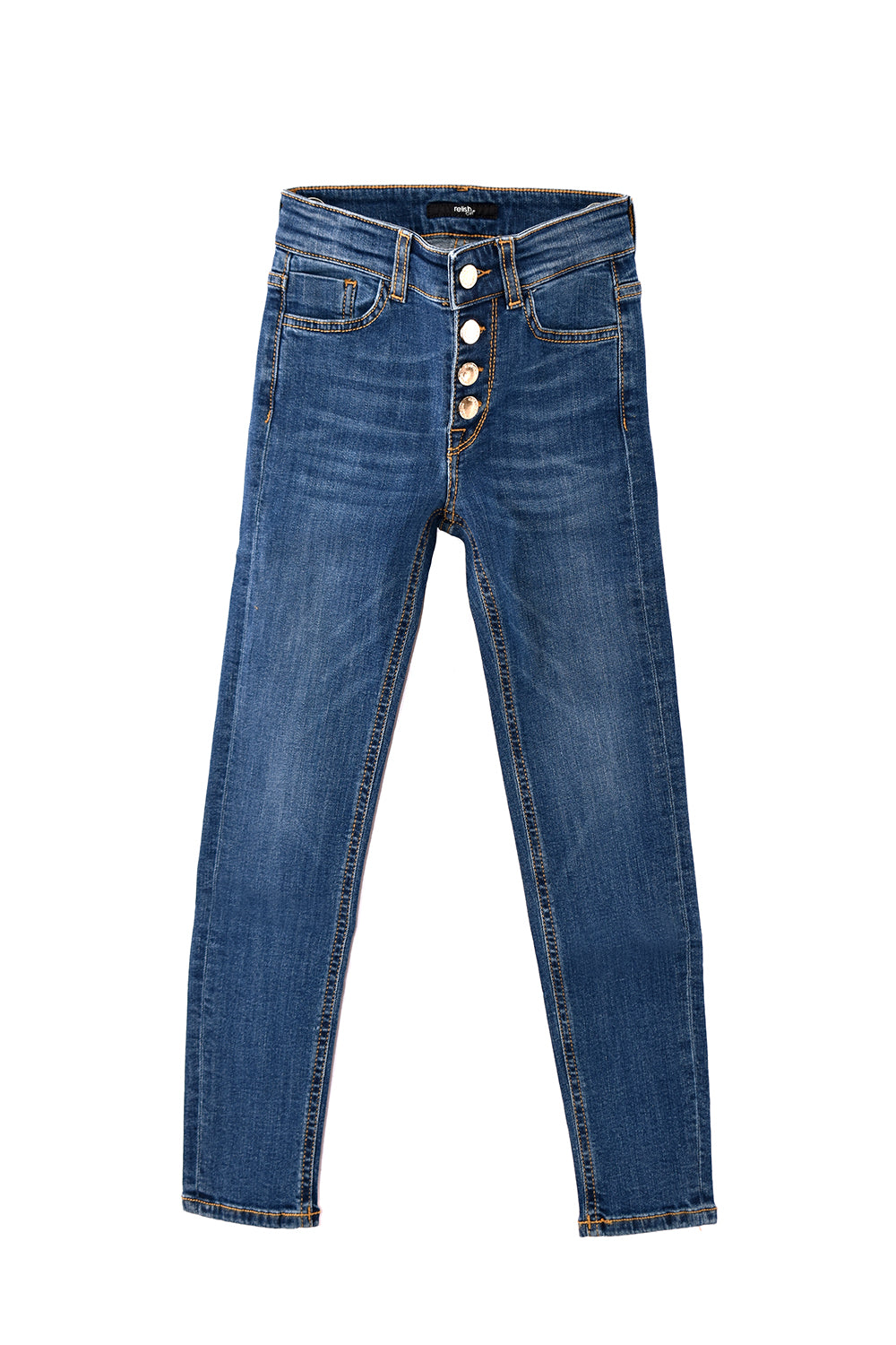 COLLINA 女童长裤高腰纽扣牛仔布