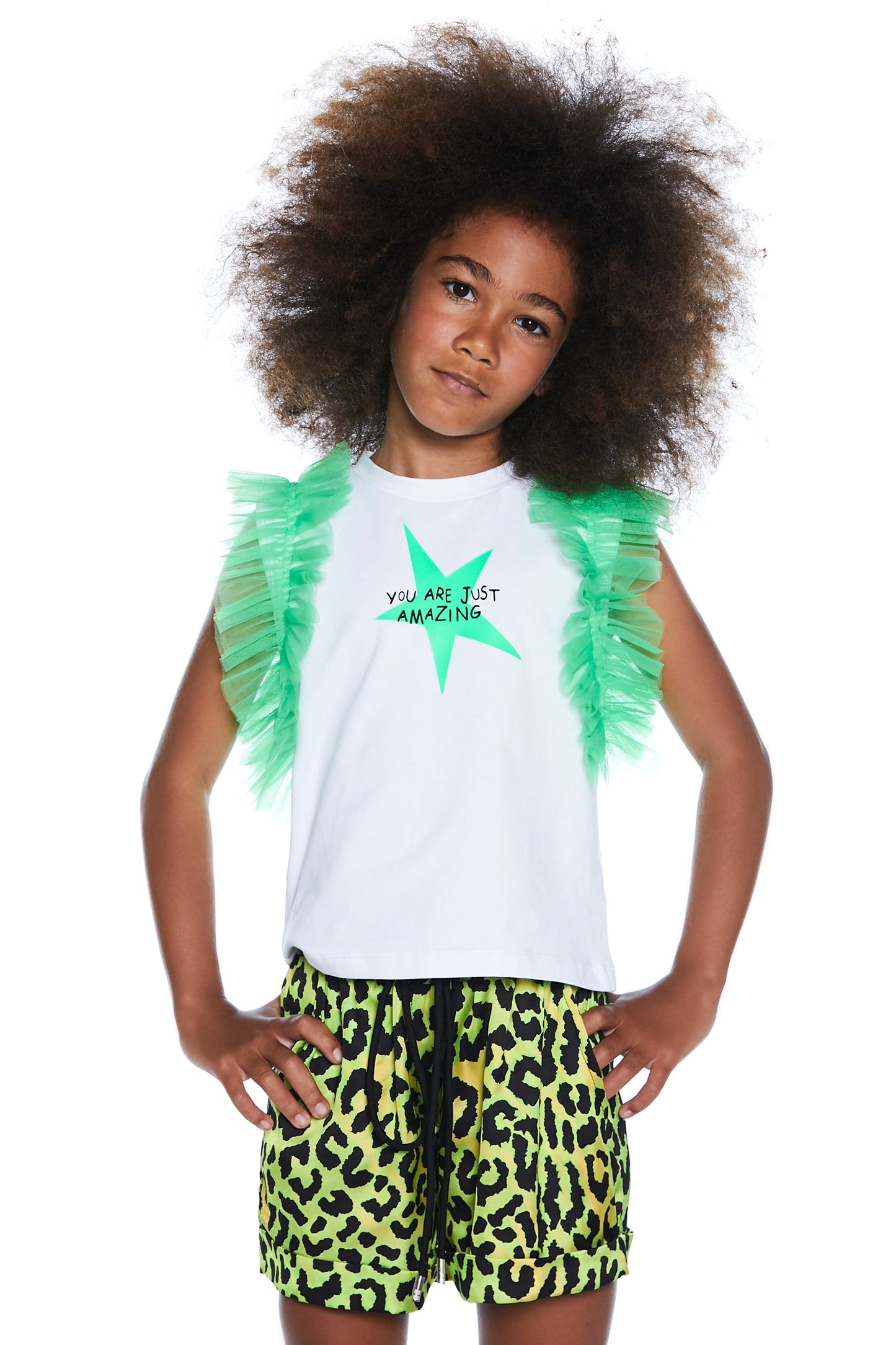 REEN 印花半袖薄纱 T 恤