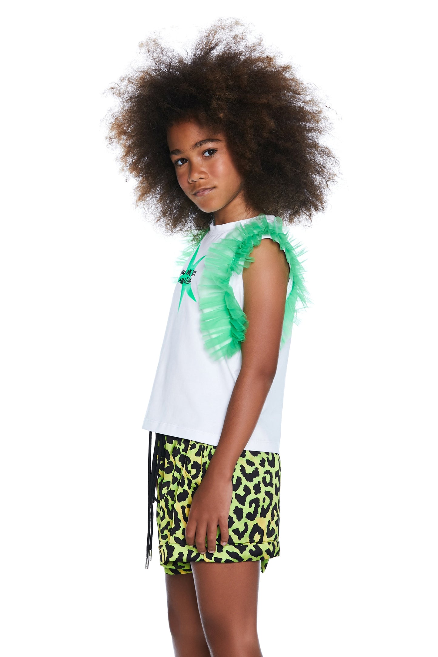 REEN 印花半袖薄纱 T 恤