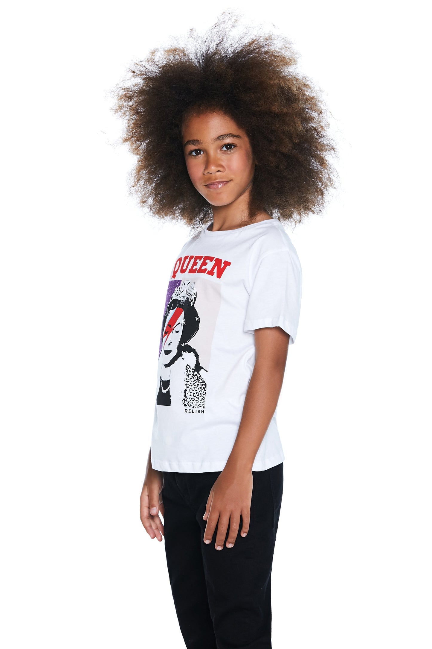 ROYAL 半袖 T 恤，带女王印花和亮片