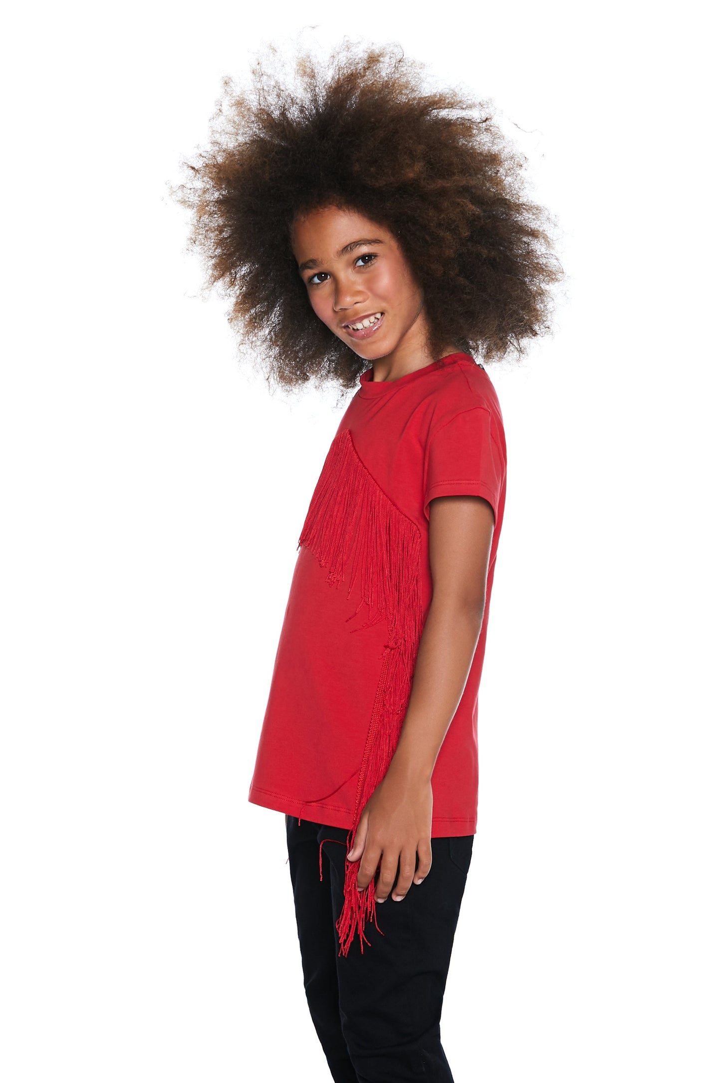 PURTF 半袖 T 恤，带流苏加饰边加层压 rlhs 印花