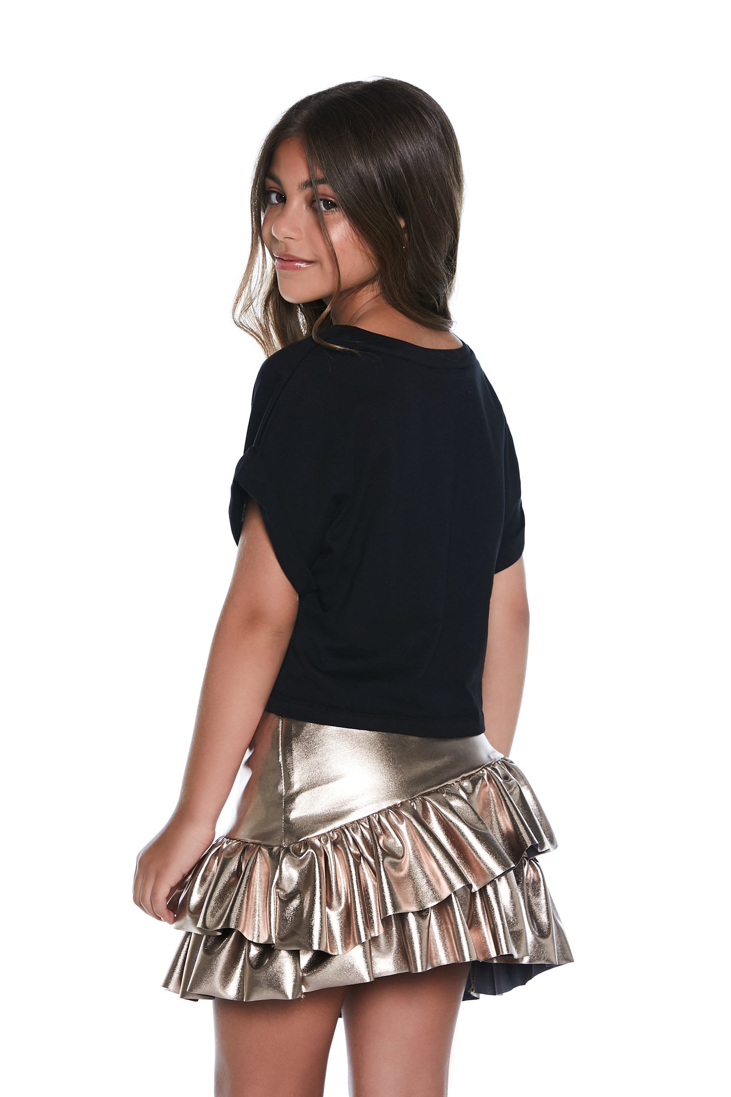 PUKOLAS 闪粉星星印花短款半袖 T 恤