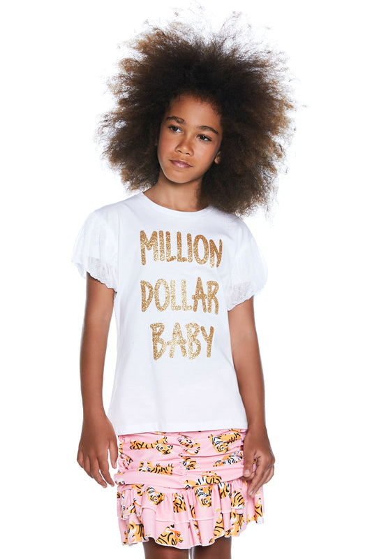 TARNESA 亮片字母短袖薄纱 T 恤