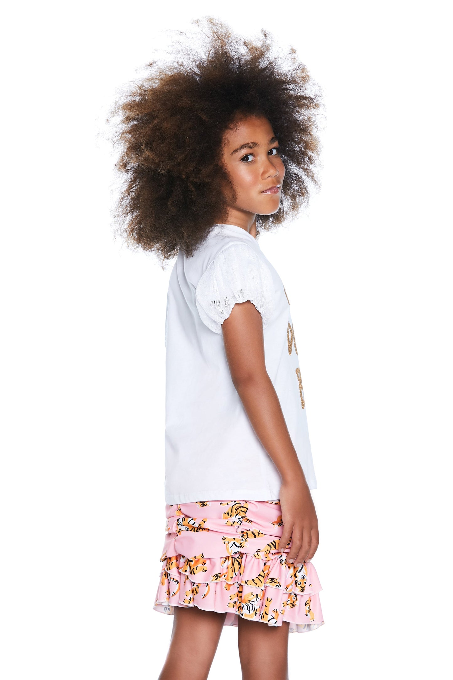 TARNESA 亮片字母短袖薄纱 T 恤