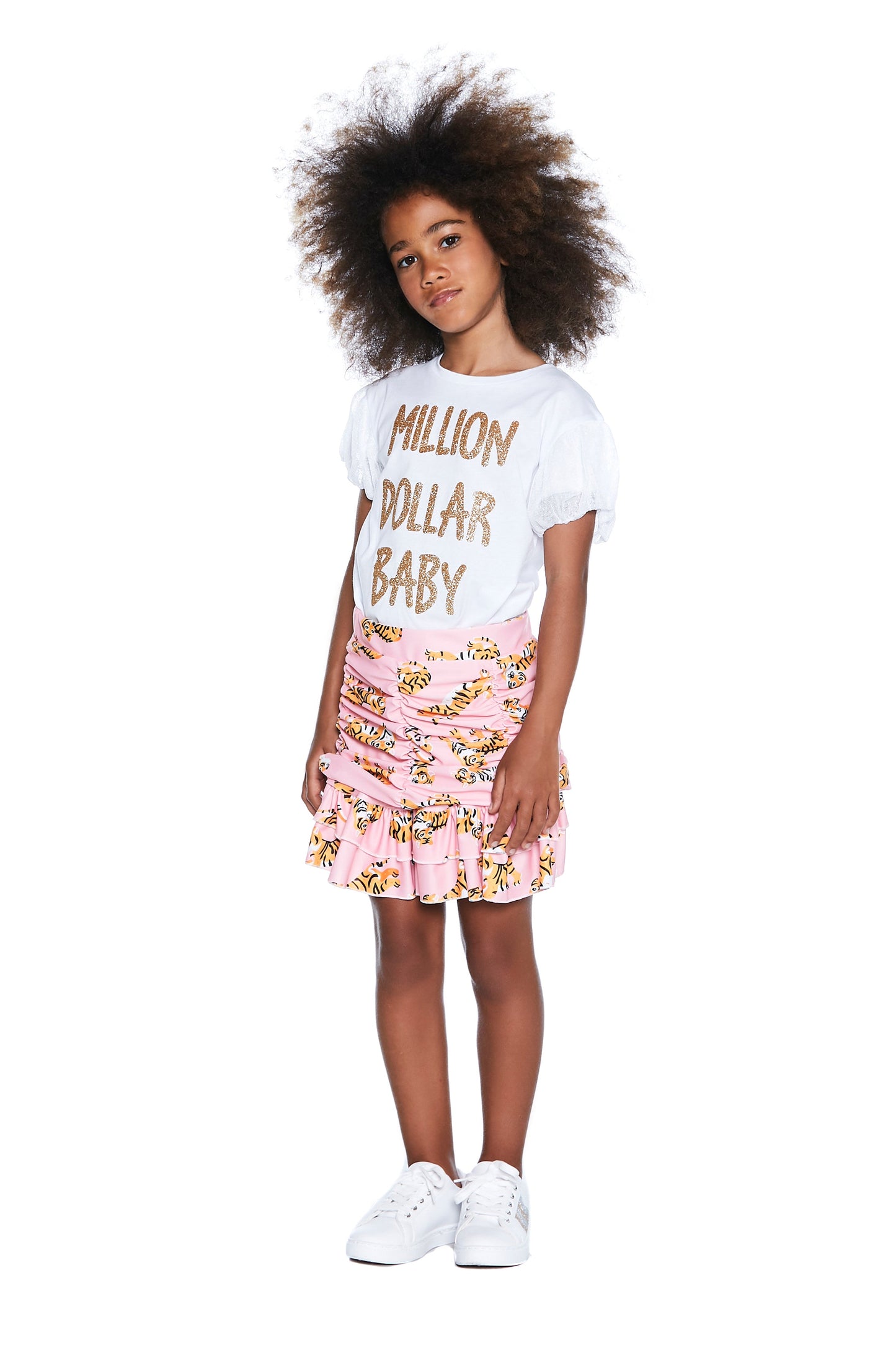 TARNESA 亮片字母短袖薄纱 T 恤