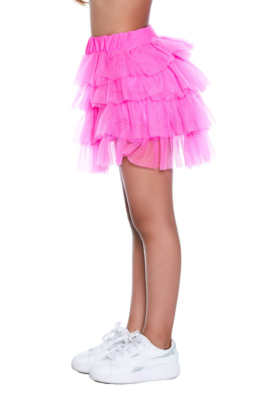 SWEETY 薄纱荷叶边短裙