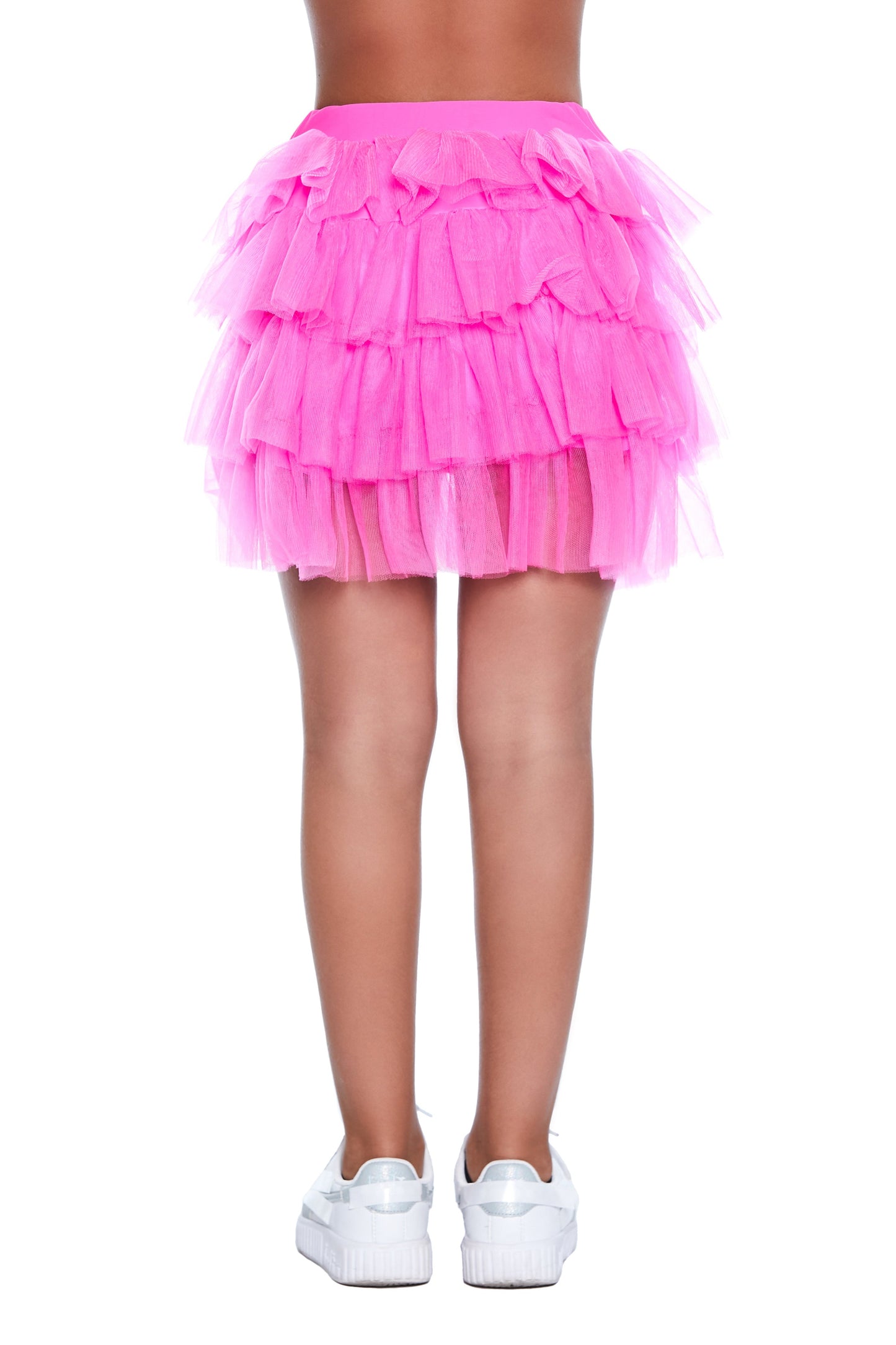 SWEETY 薄纱荷叶边短裙