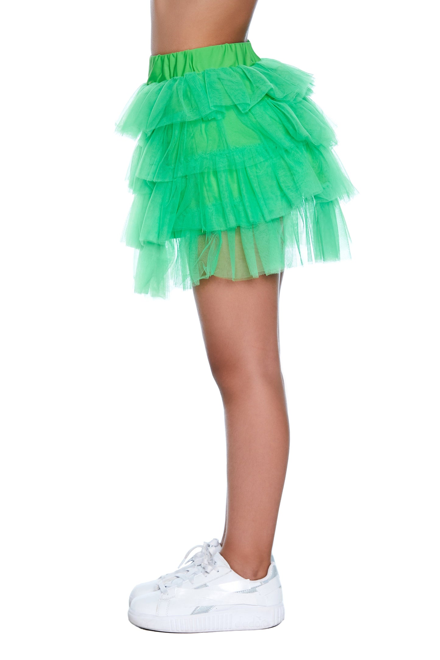 SWEETY 薄纱荷叶边短裙