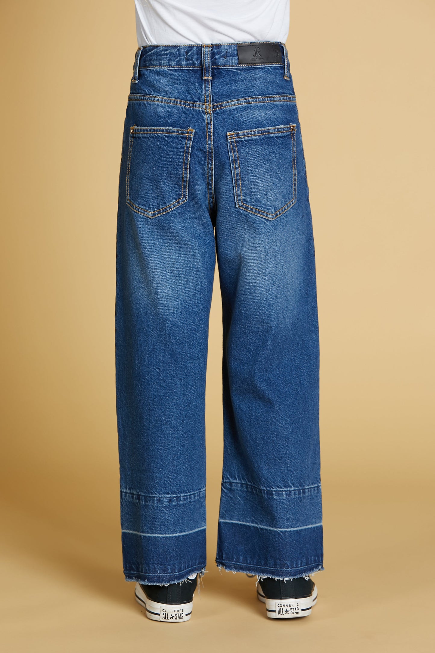 PLEIONE 裤子 1 bott.5 ts.wide leg contrast denim