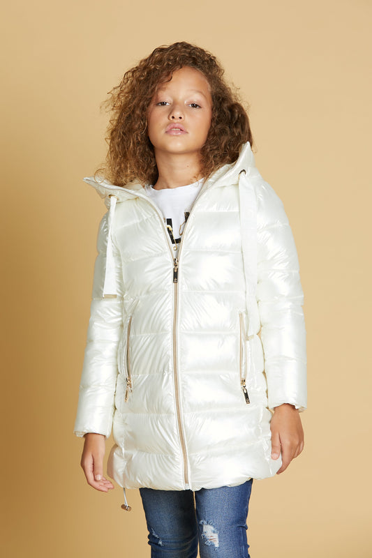 FABICI 长款羽绒服连帽加抽绳加拉链