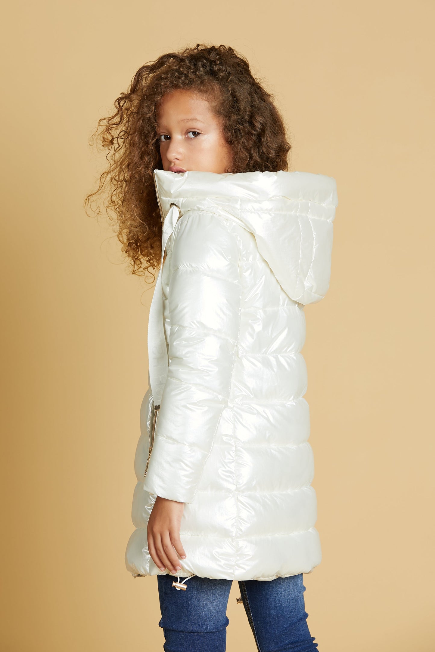 FABICI 长款羽绒服连帽加抽绳加拉链
