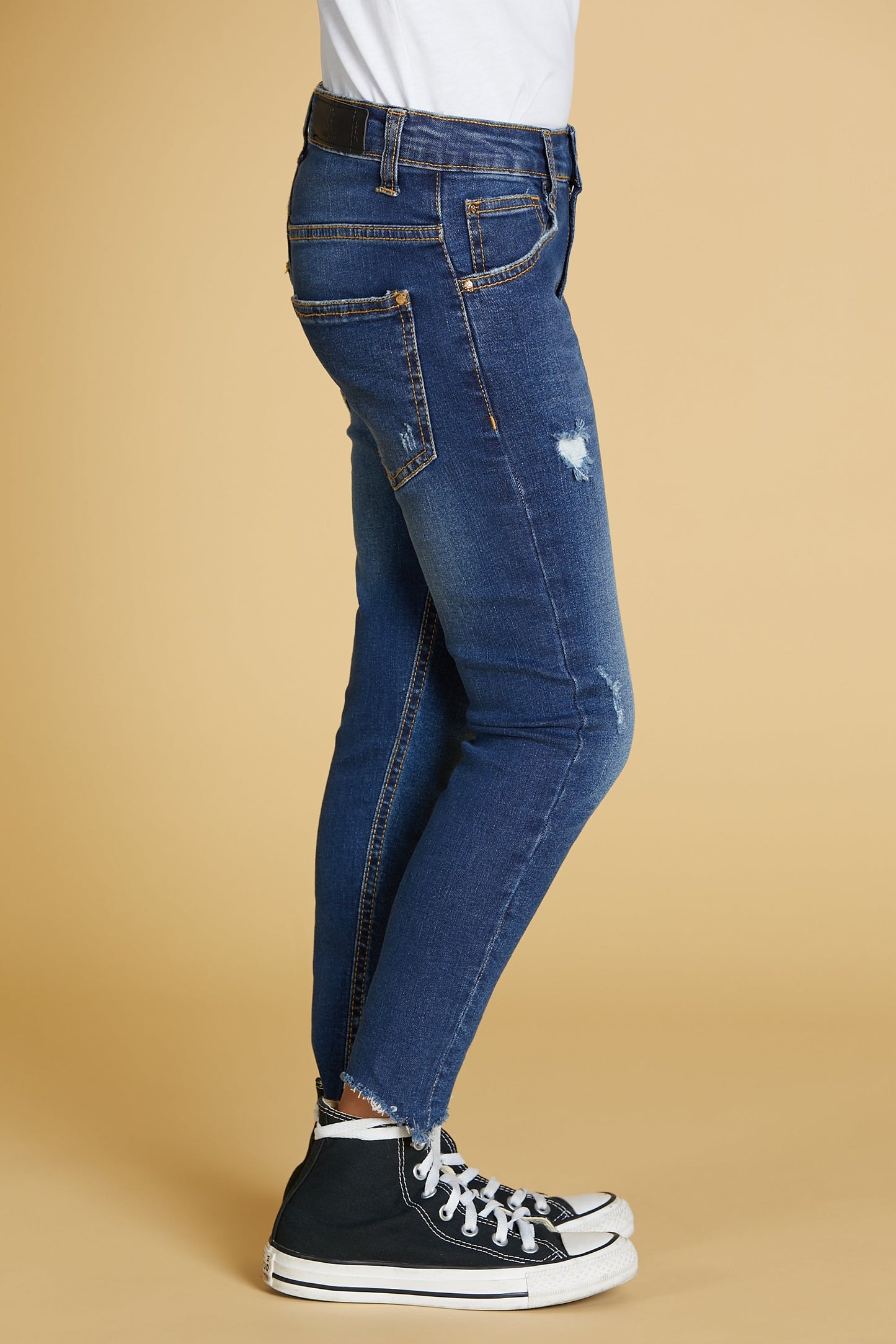 裤子 MUSICA 1 bot.5 ts.skinny fit with rips plus ringed hem irreg.denim