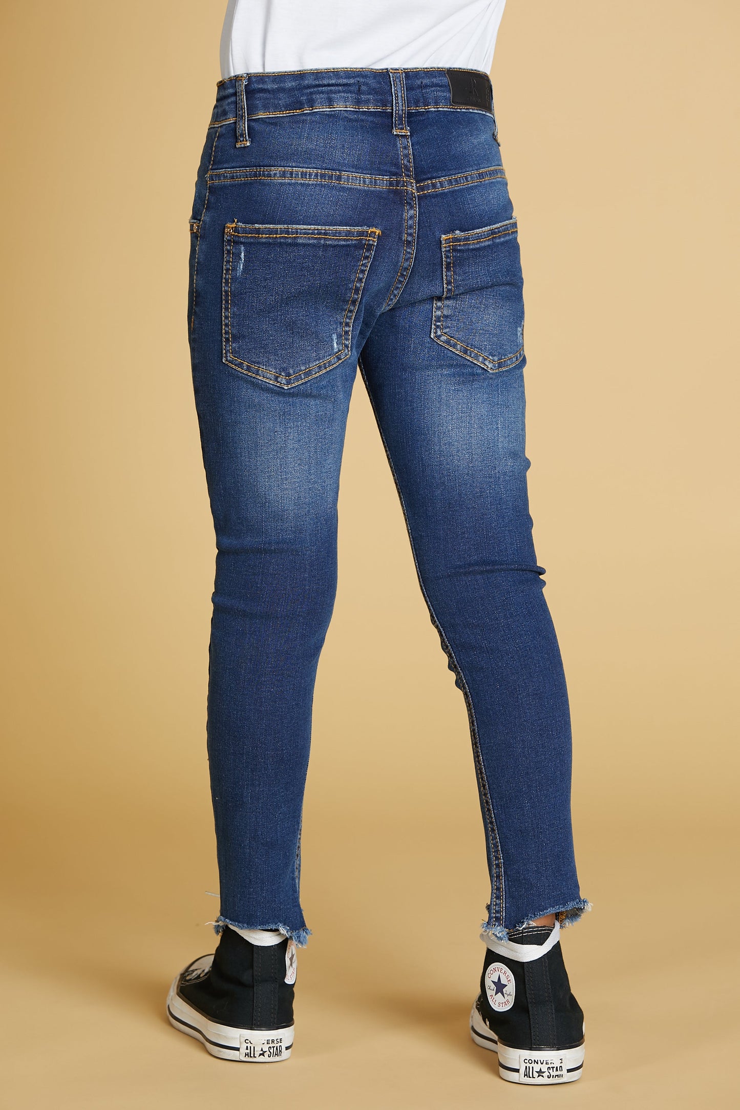 裤子 MUSICA 1 bot.5 ts.skinny fit with rips plus ringed hem irreg.denim