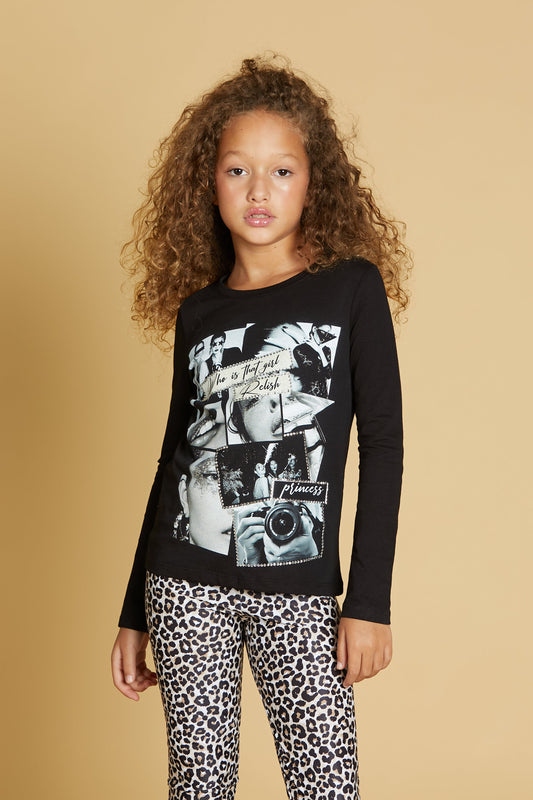 TAURUS T 恤带照片印花加饰钉加水钻