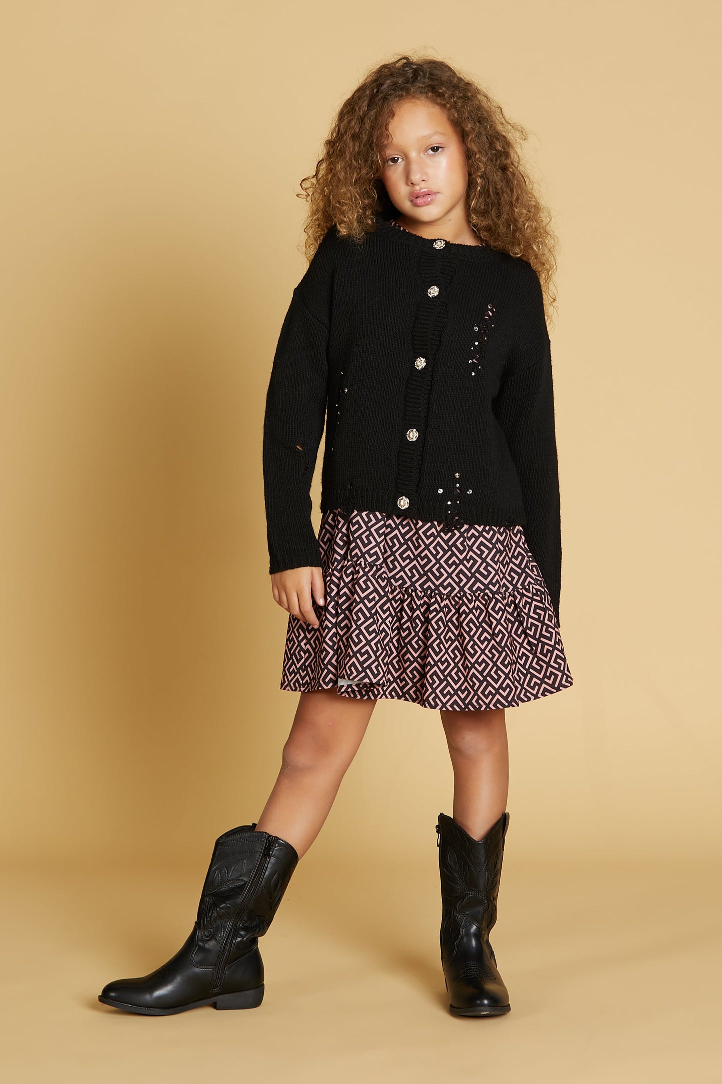 ZIBAL 开衫，带纽扣加断点加应用程序。铆钉和水钻