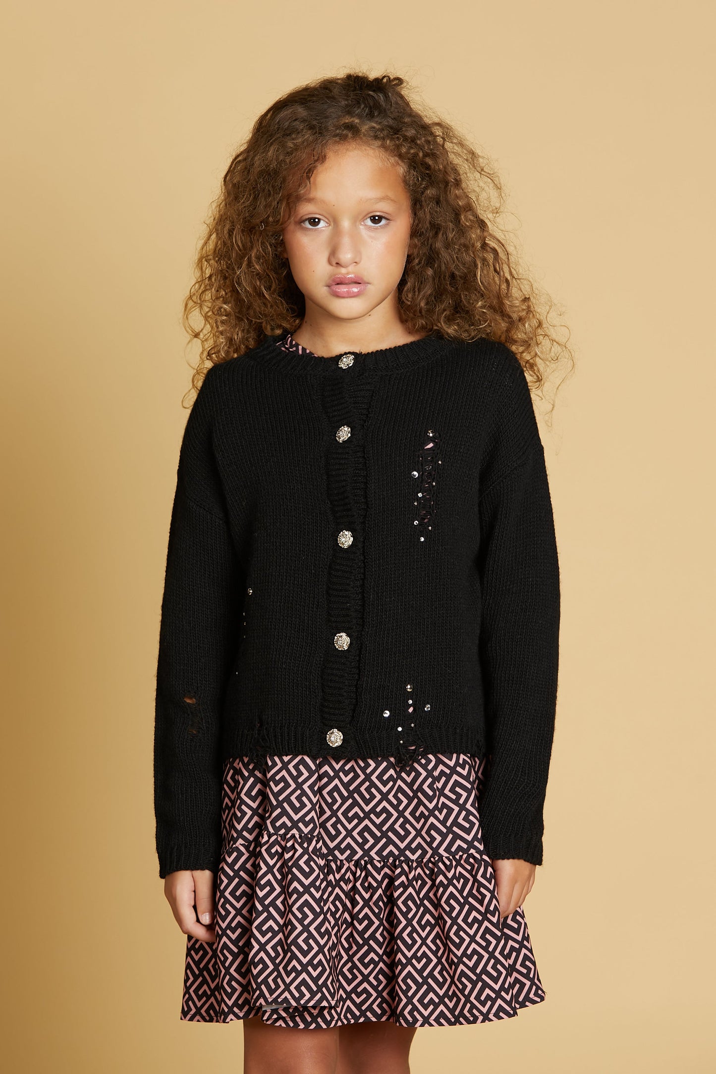 ZIBAL 开衫，带纽扣加断点加应用程序。铆钉和水钻