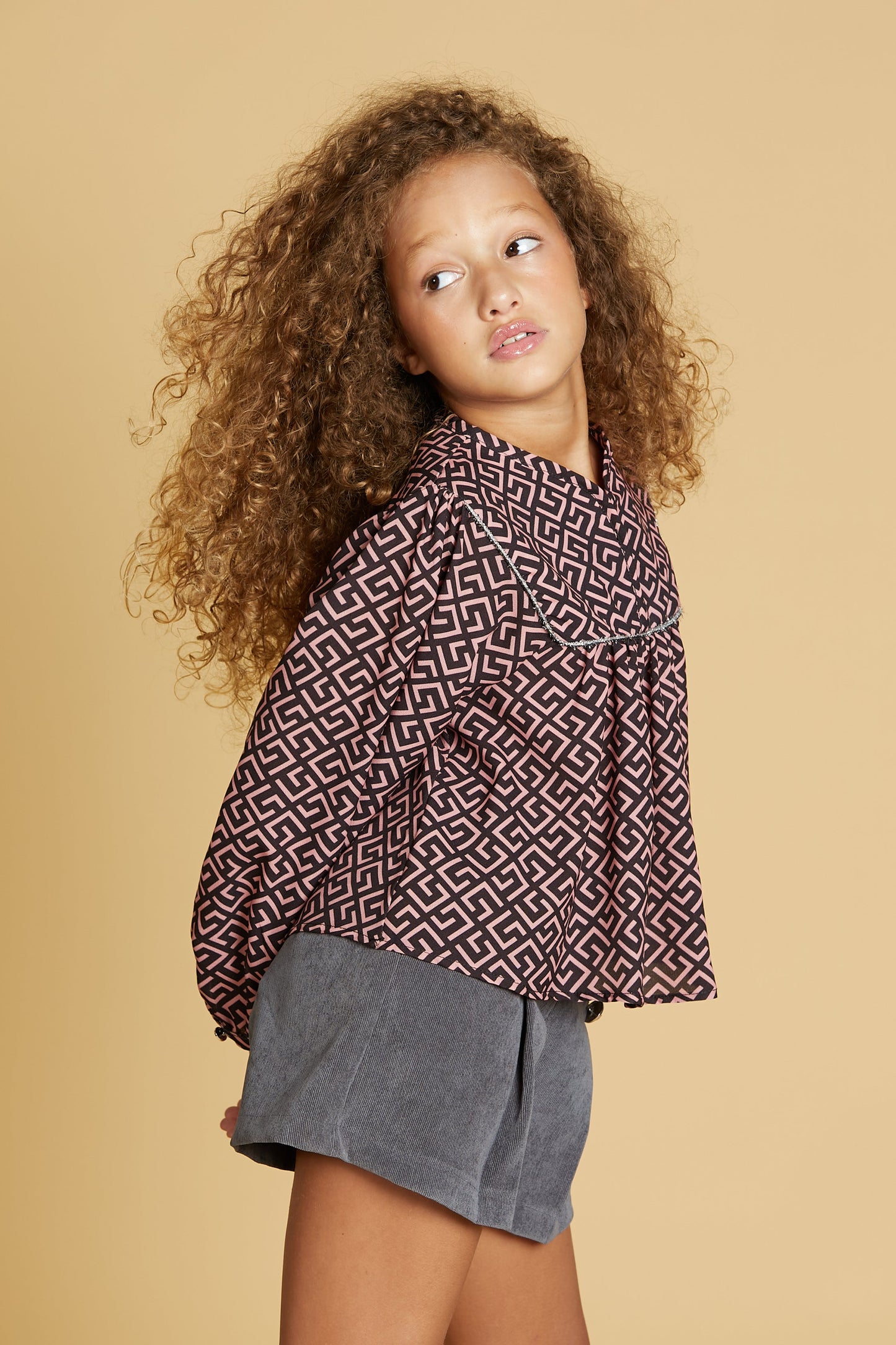 SESTANTE 女式衬衫，带纽扣和光学图案卢勒克斯滚边