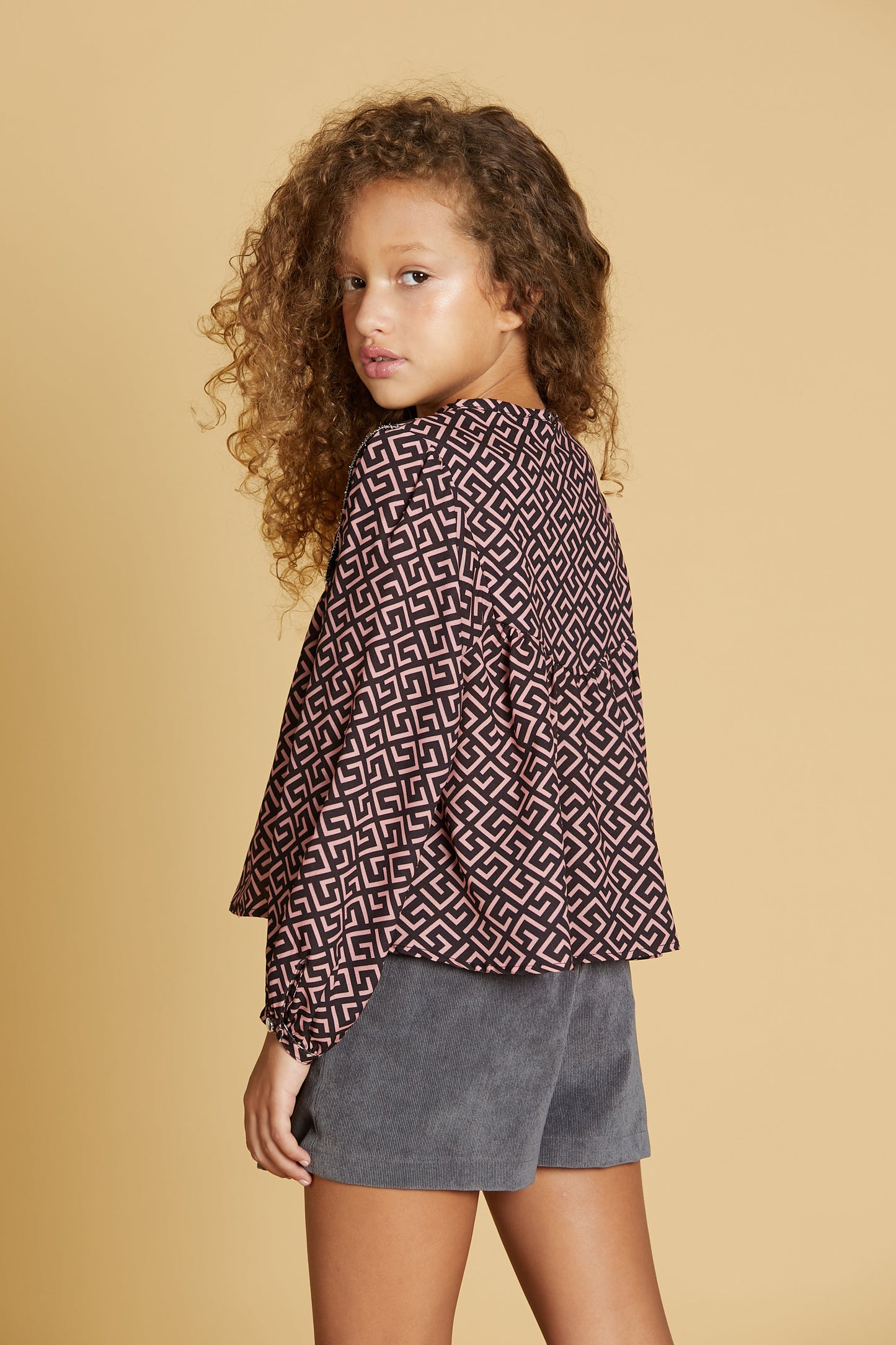 SESTANTE 女式衬衫，带纽扣和光学图案卢勒克斯滚边