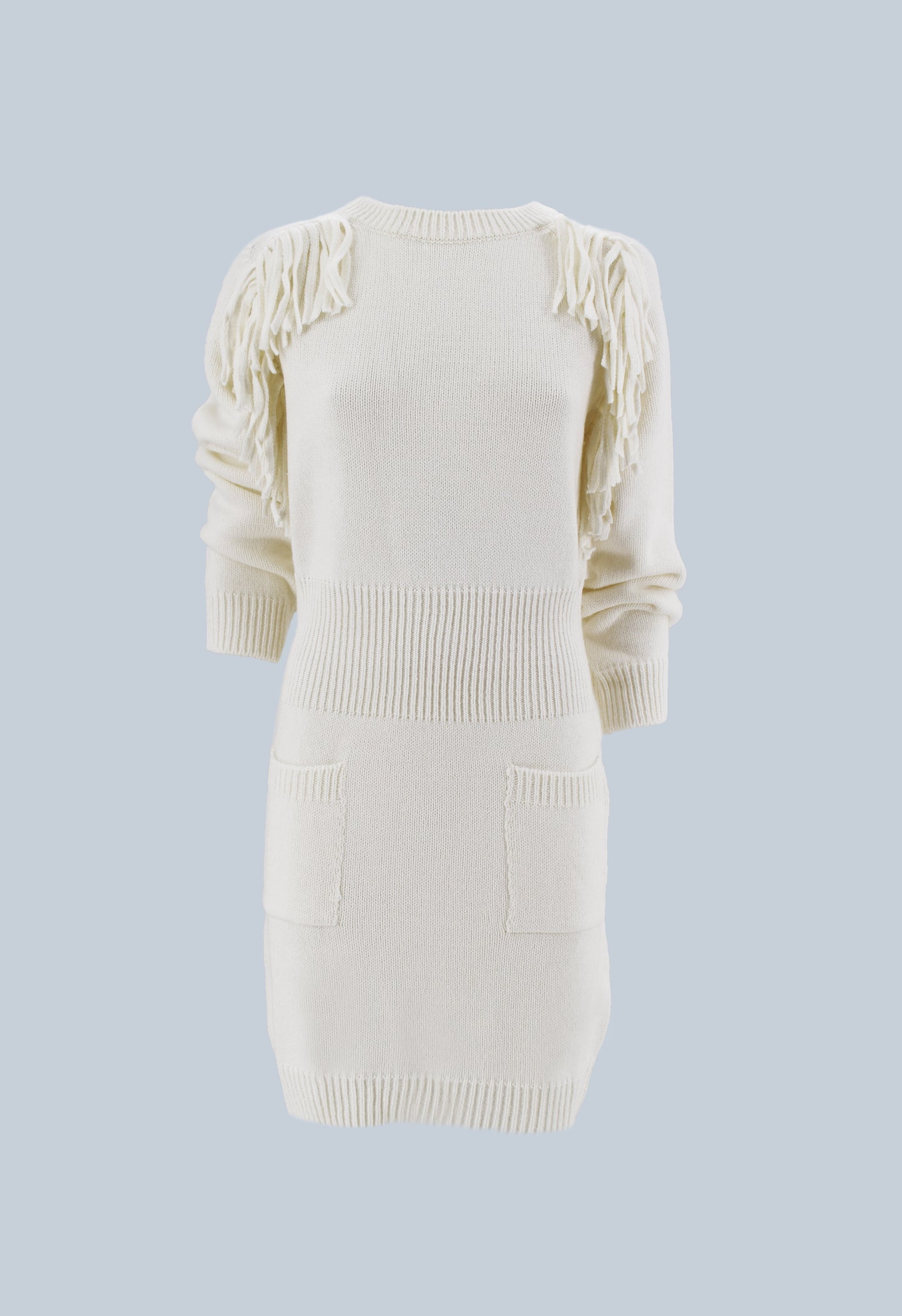 RESPON 短款长袖带口袋加流苏连衣裙