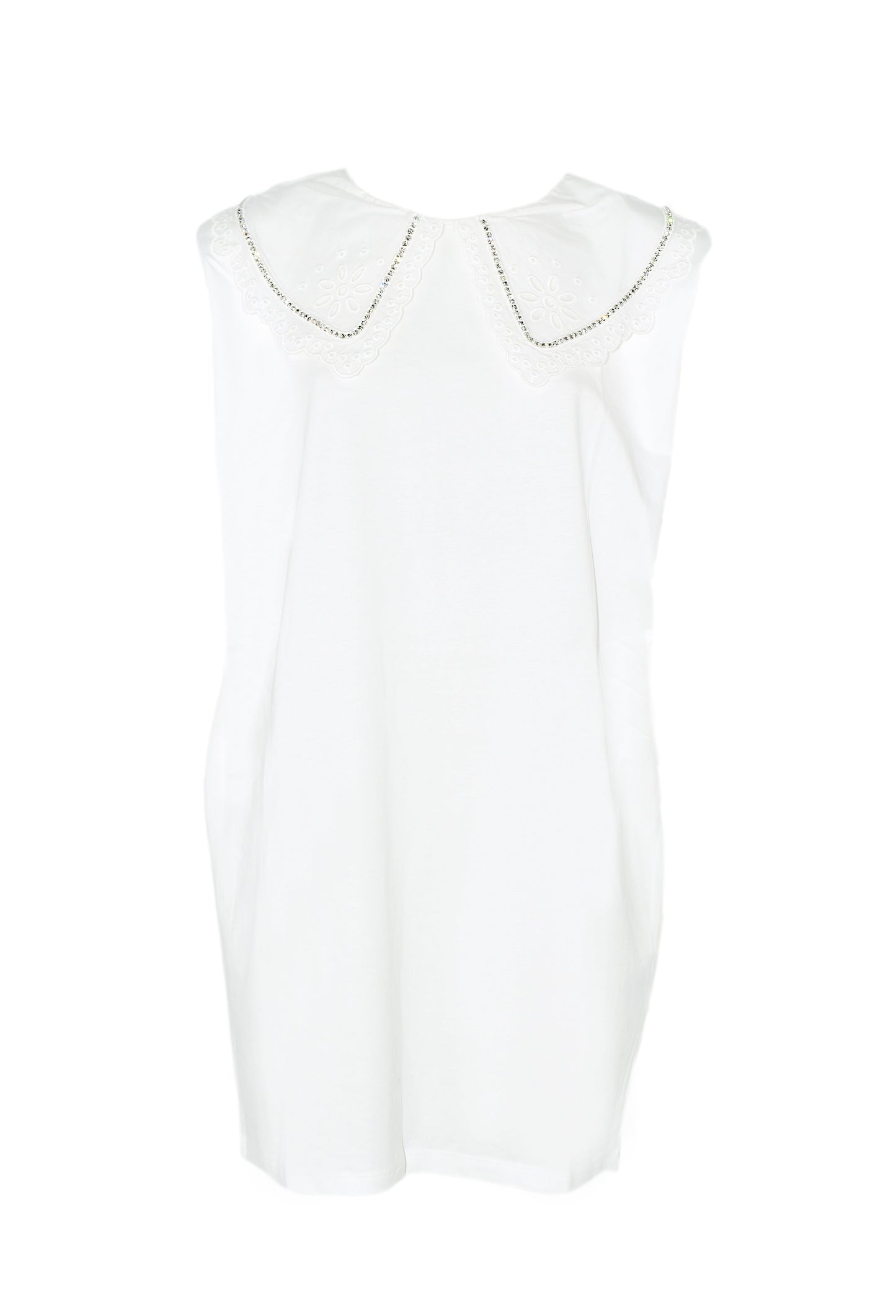 STERED 短款露肩连衣裙，带花边领和水钻