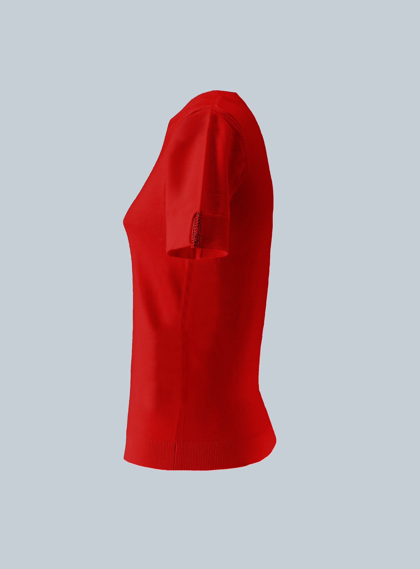 TEVI 水钻开衩短袖衬衫