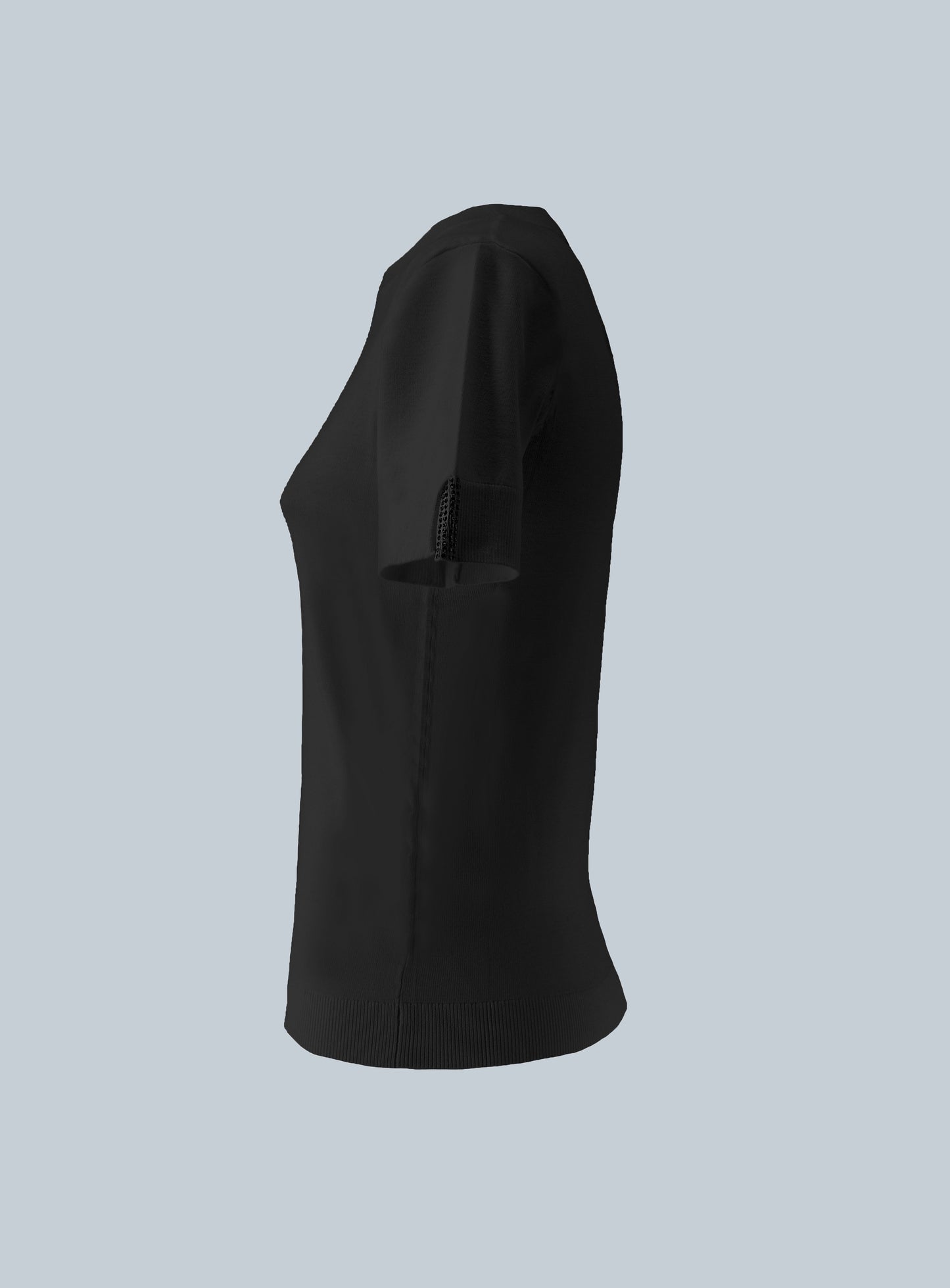 TEVI 水钻开衩短袖衬衫