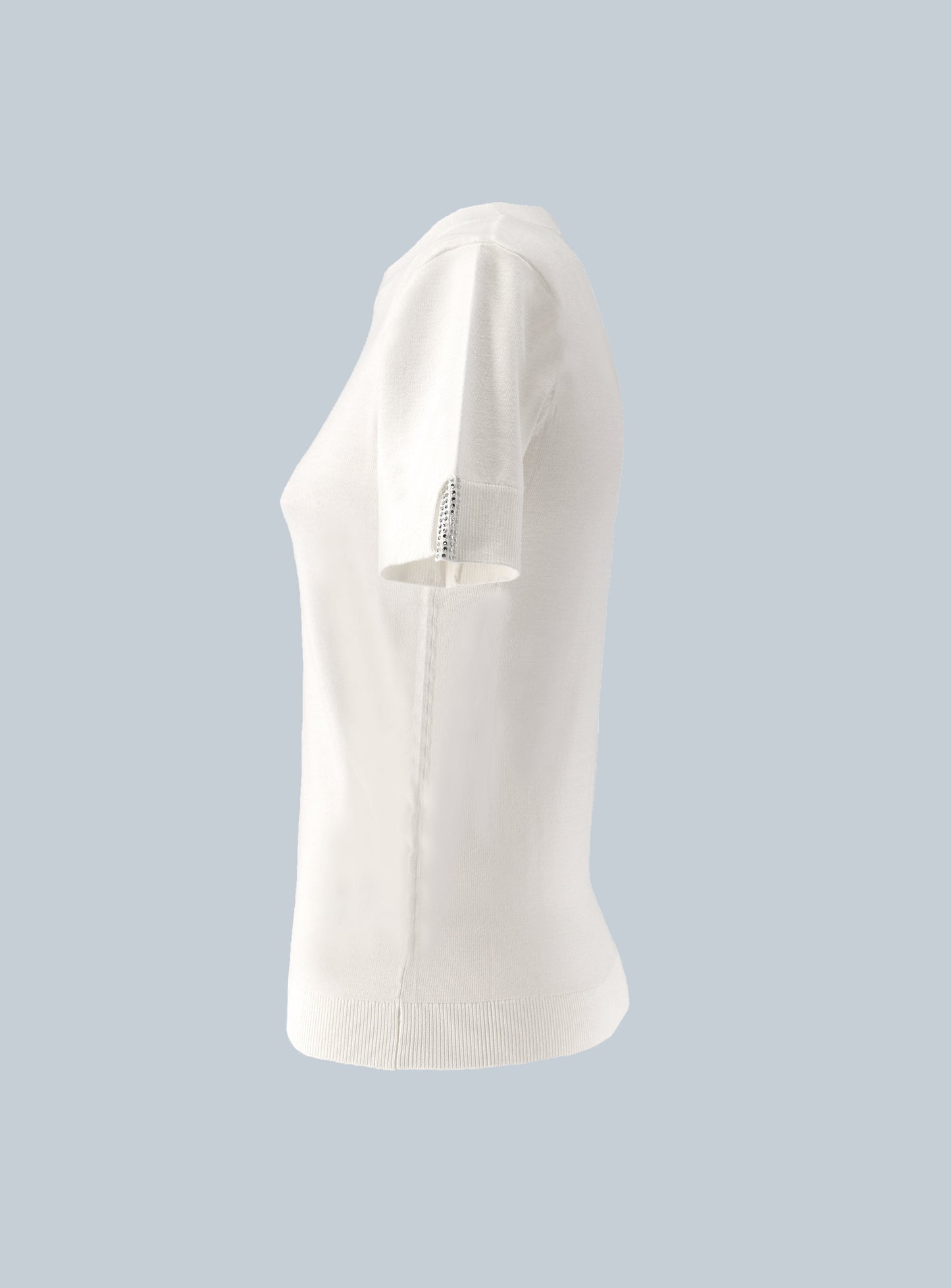 TEVI 水钻开衩短袖衬衫