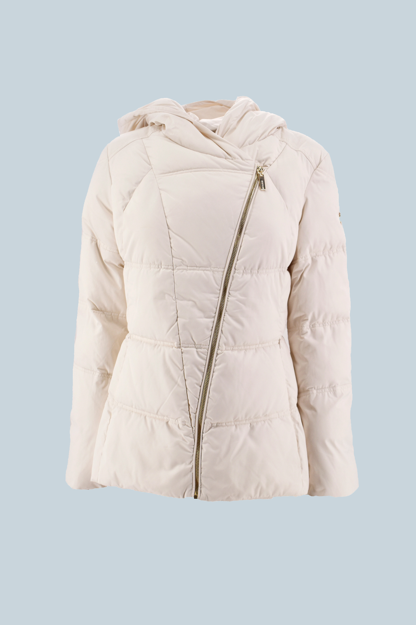 YLET_BIS 交叉拉链连帽短款羽绒服