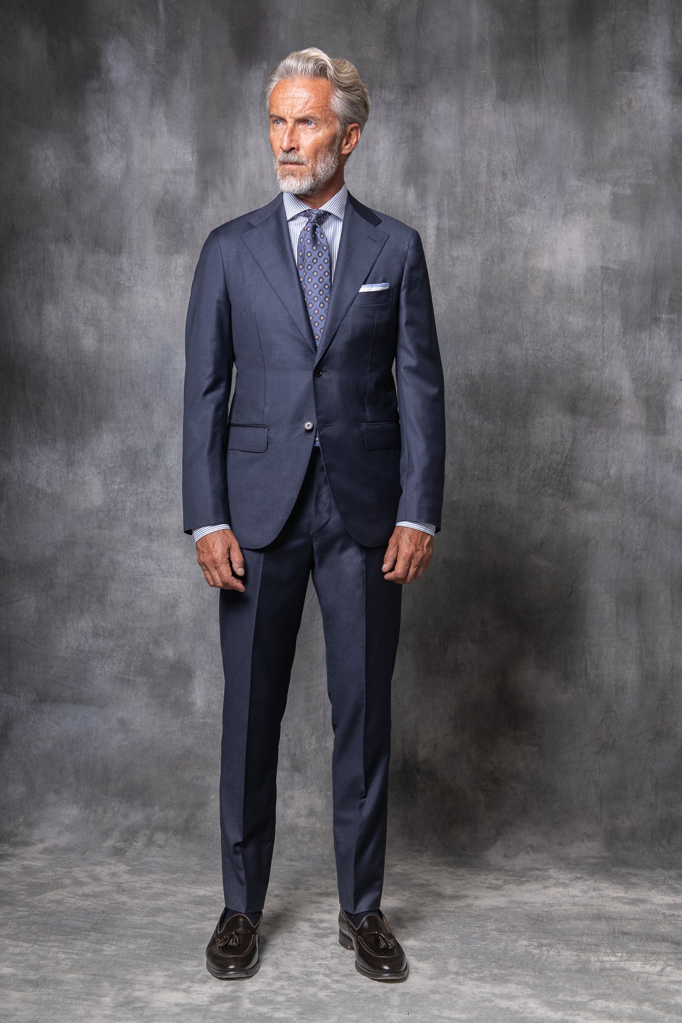 LORO PIANA 羊毛蓝色 AVIO 全帆布西装 - 意大利制造