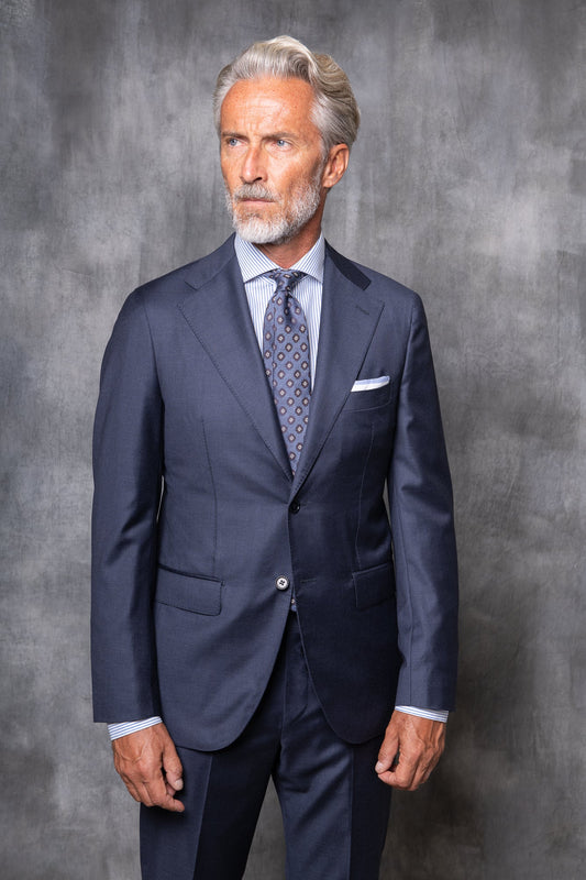 LORO PIANA 羊毛蓝色 AVIO 全帆布西装 - 意大利制造