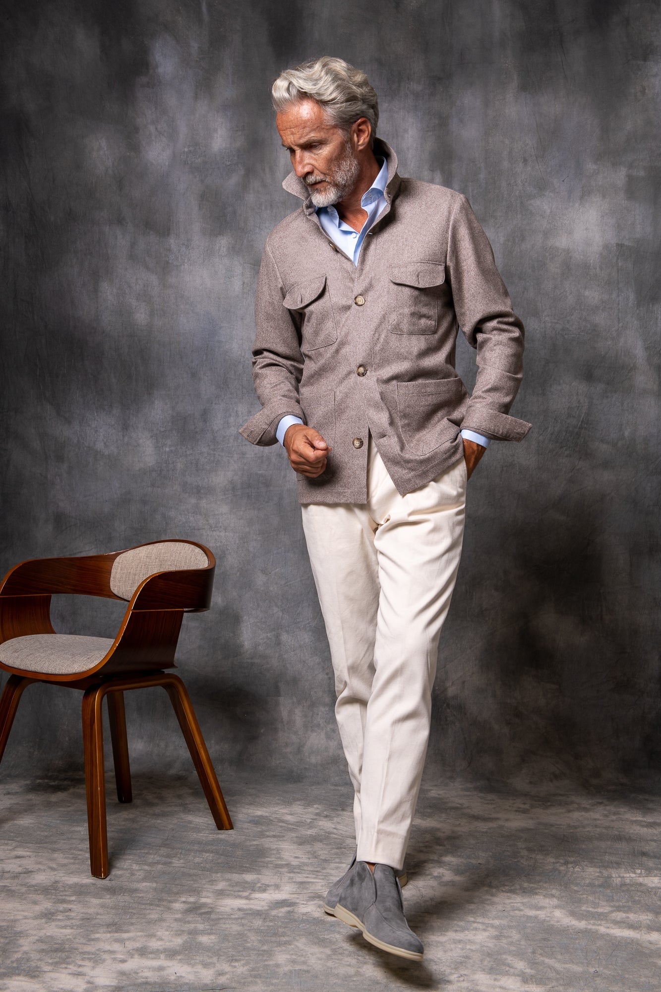 “Soragna Capsule Collection”米白色棉质长裤 - 意大利制造