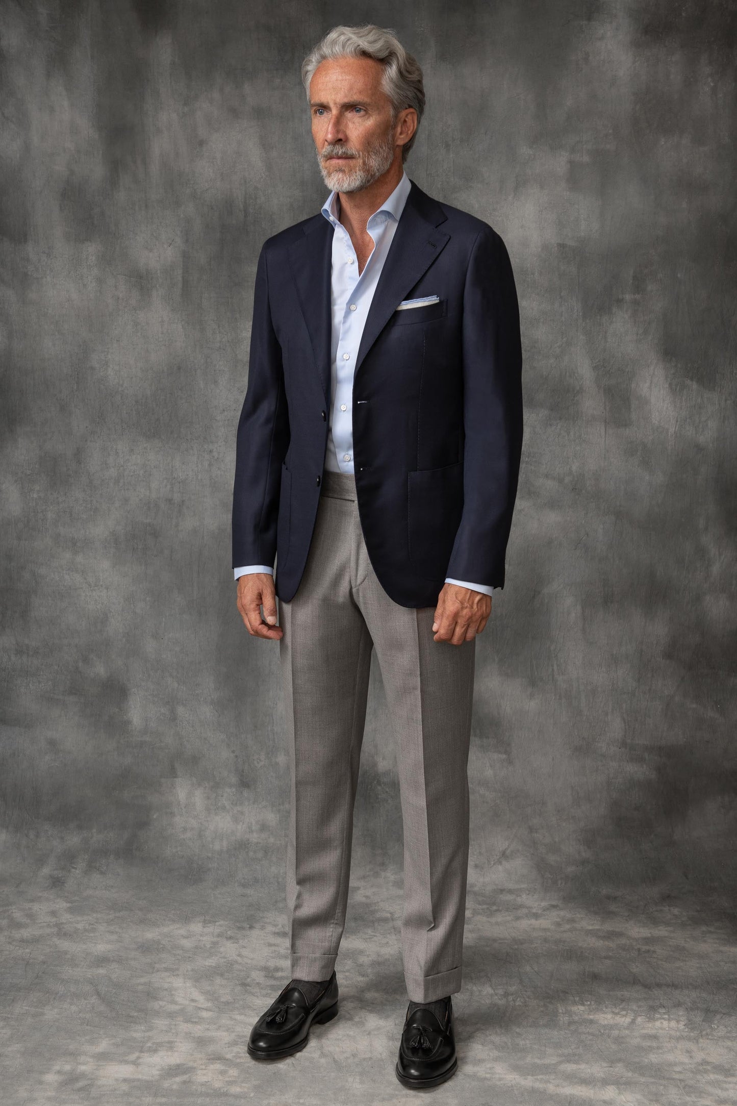 LORO PIANA 羊毛全帆布蓝色西装外套 - 意大利制造