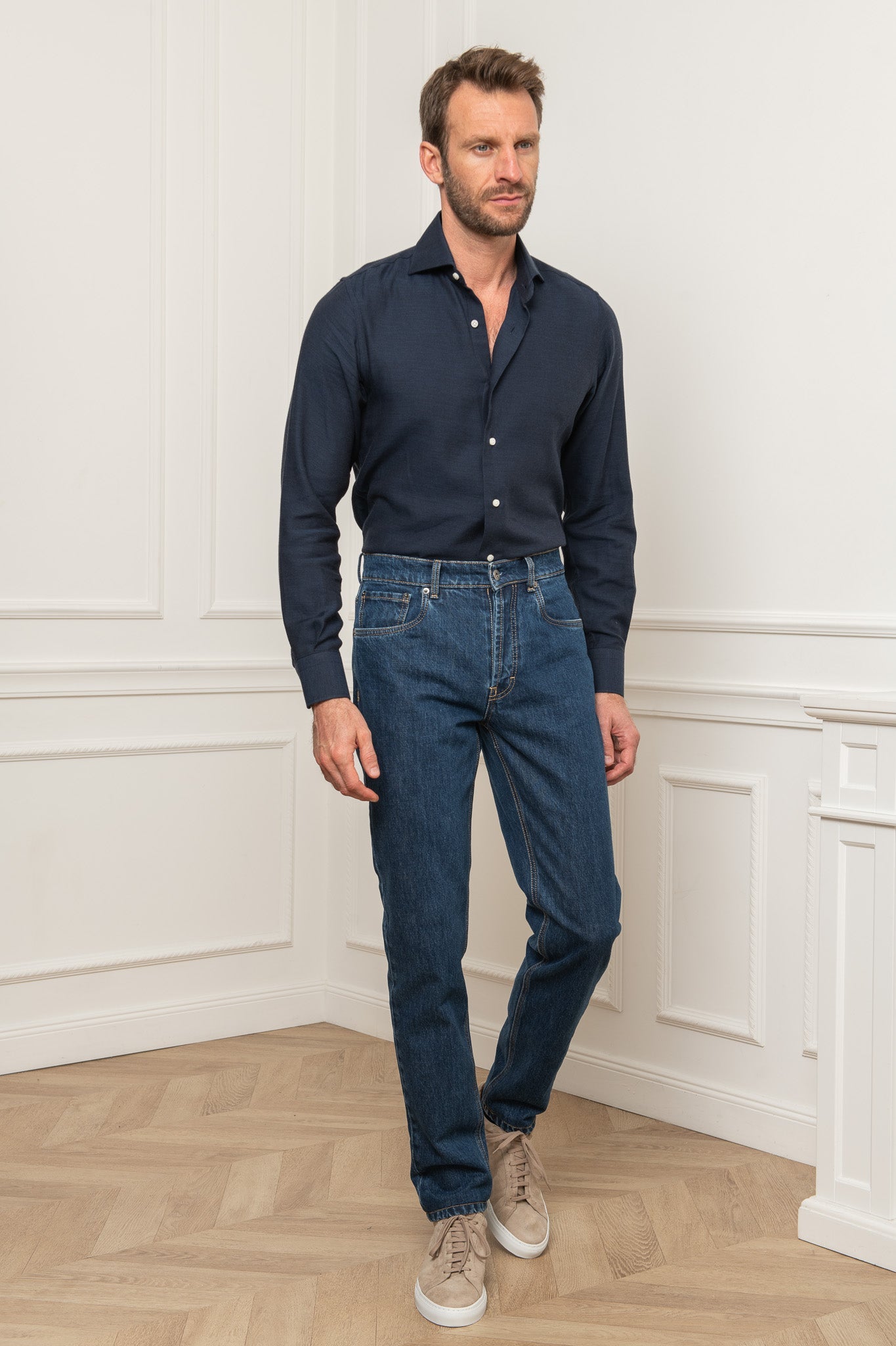 中蓝色牛仔裤 - Candiani 棉 - 意大利制造