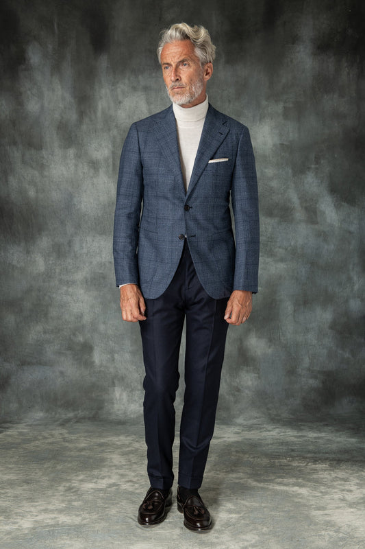 Loro Piana 蓝色威尔士亲王格夹克 - 意大利制造