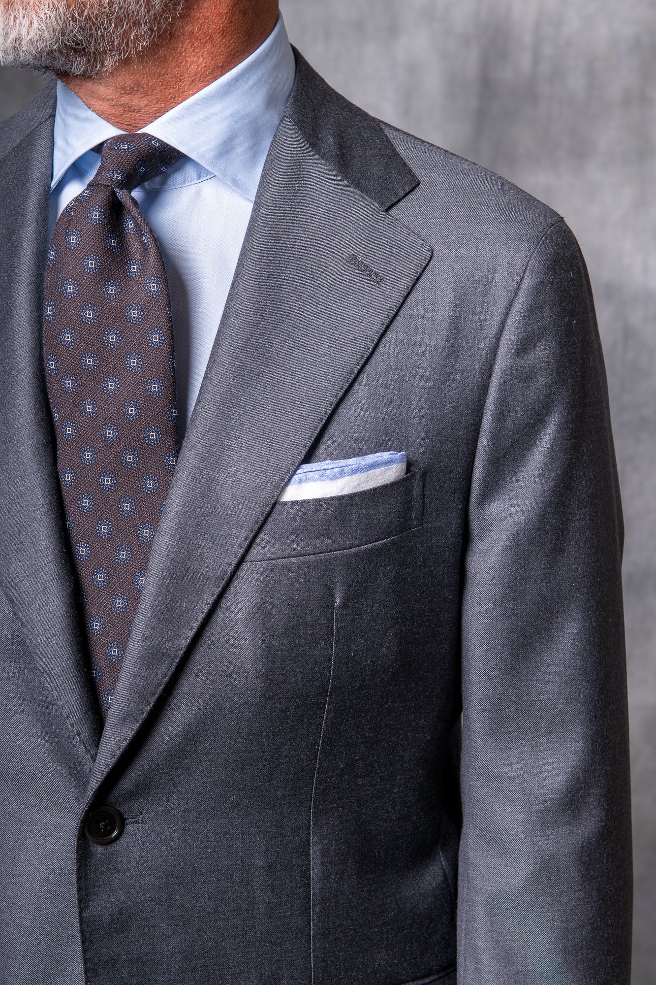 Loro Piana Super 150's 羊毛灰色全帆布西装 - 意大利制造