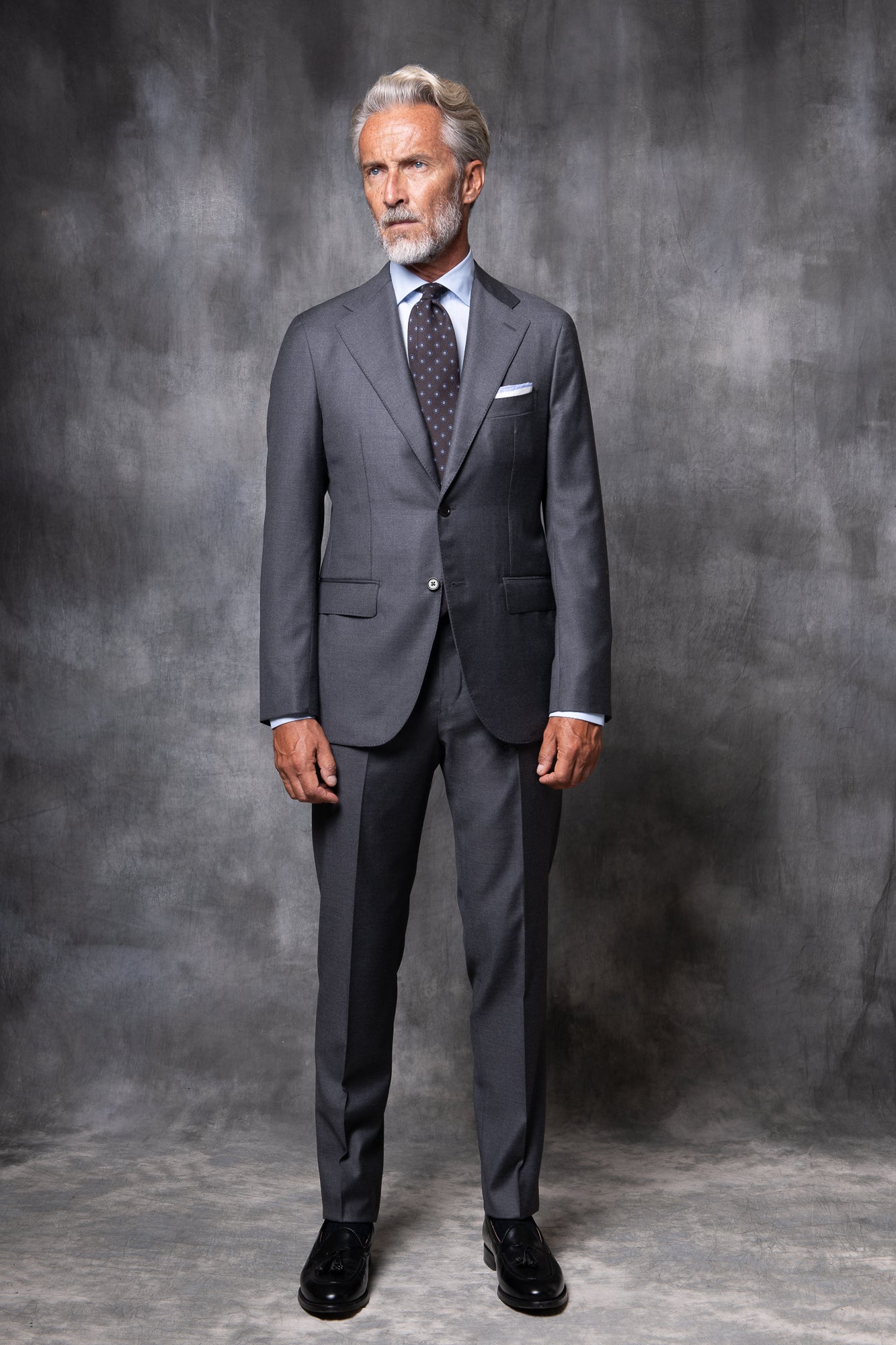 Loro Piana Super 150's 羊毛灰色全帆布西装 - 意大利制造