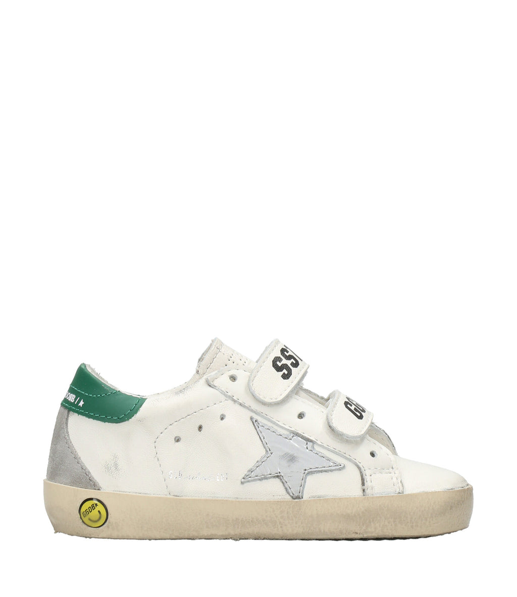 金鹅童装 |运动鞋 Old School 条纹 Bianco+Argento+Verde
