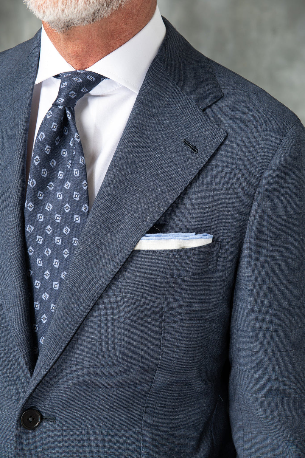 Loro Piana 羊毛蓝色 Avio 威尔士亲王全帆布西装 - 意大利制造