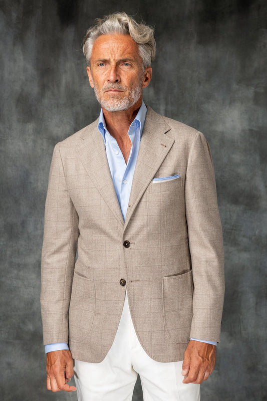 LORO PIANA Pecora Nera® 羊毛威尔士亲王夹克 - “那不勒斯系列” - 意大利制造