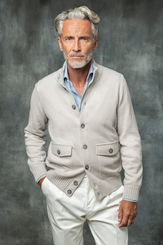 Stone 羊绒针织飞行员夹克 – 意大利制造