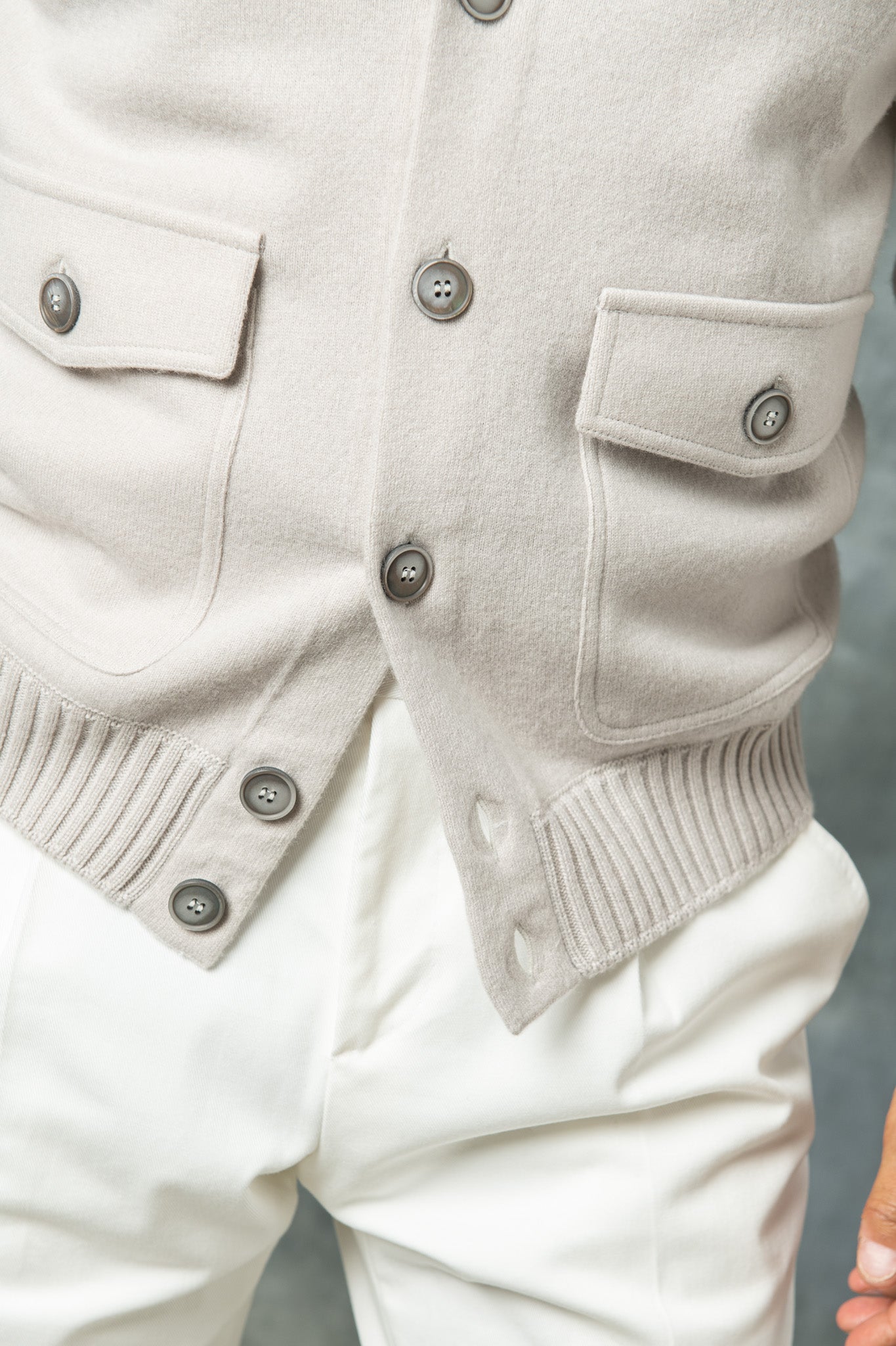 Stone 羊绒针织飞行员夹克 – 意大利制造