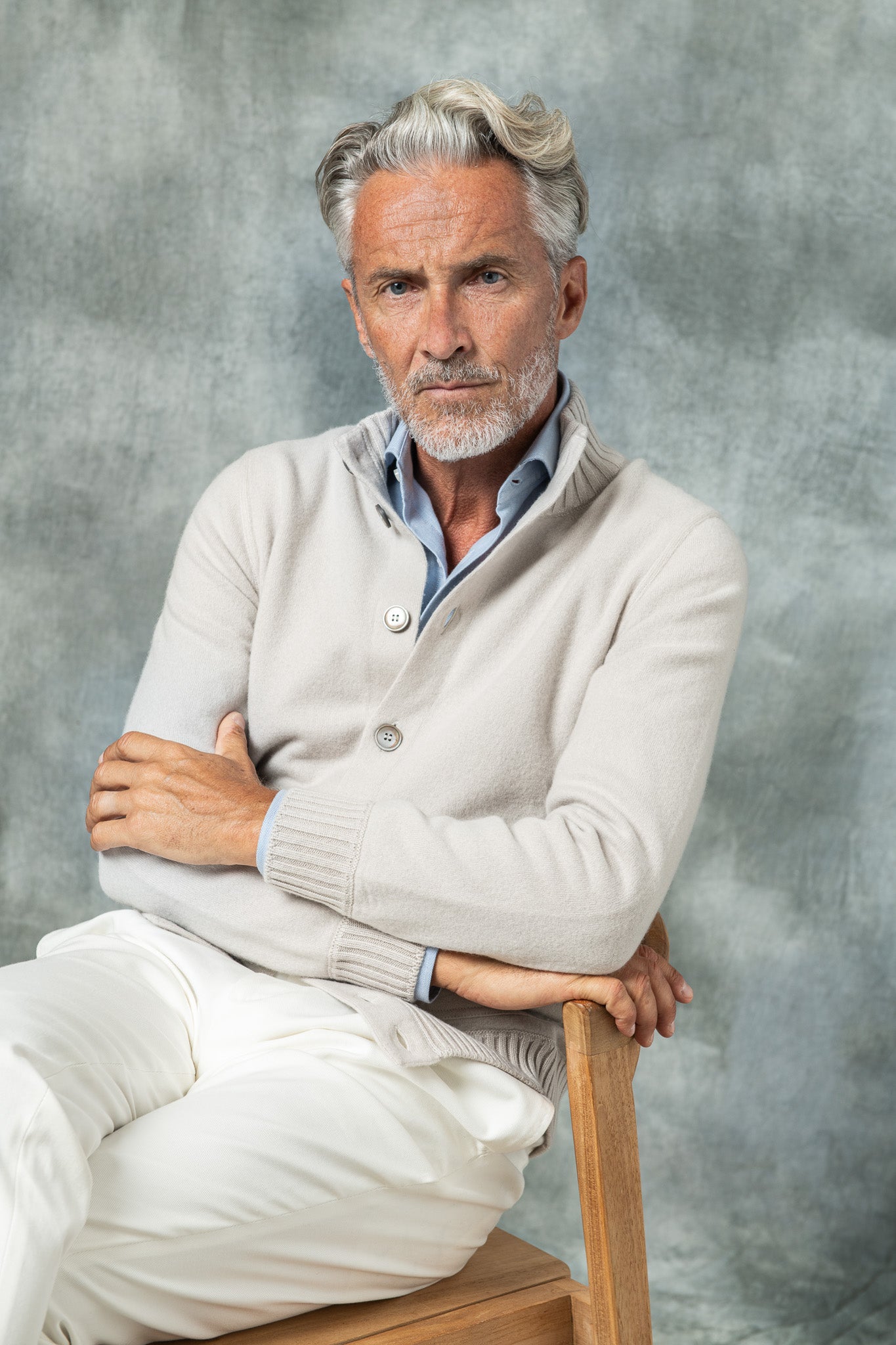 Stone 羊绒针织飞行员夹克 – 意大利制造