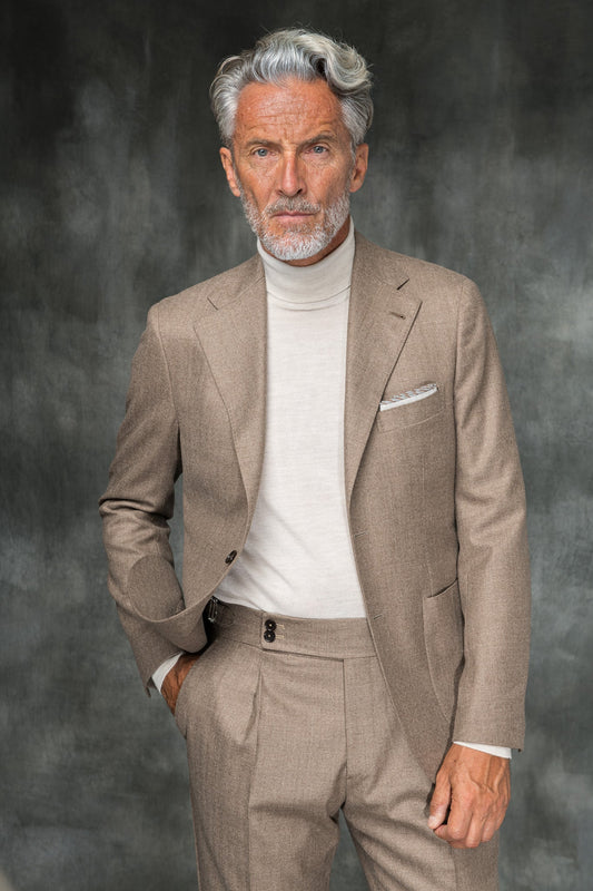 LORO PIANA Pecora Nera® 羊毛灰褐色套装 – 意大利制造